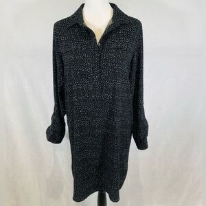 Lila Rose long sleeve black and white dot print shirt dress size medium